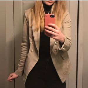 White House Black Market Double Breasted Tan Blazer Jacket Size 6P